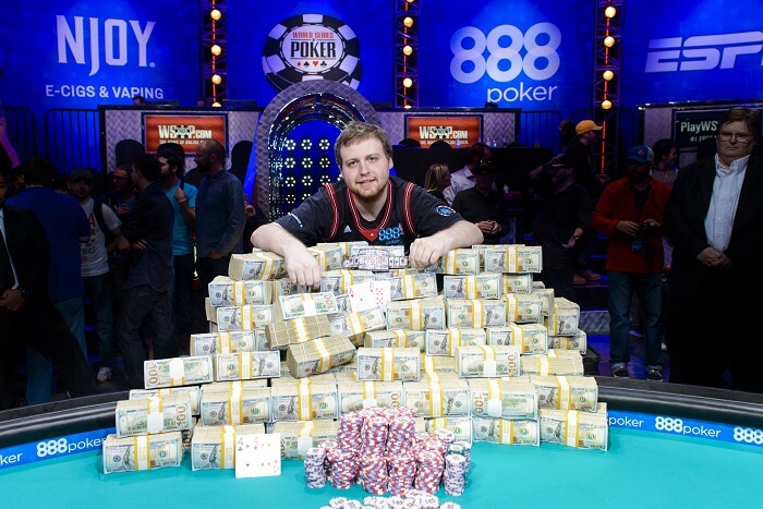 the winner of WSOP with a big pile of cash
