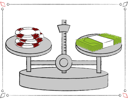 Money converted into Roulette chips 