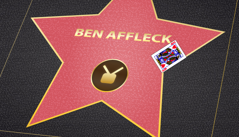 Ben Affleck walk of fame star with a king of hearts card on it