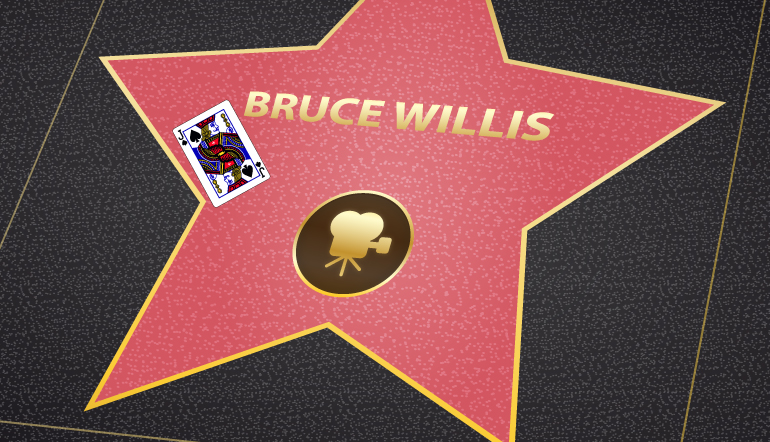 Bruce Willis walk of fame star with a jack of spades card