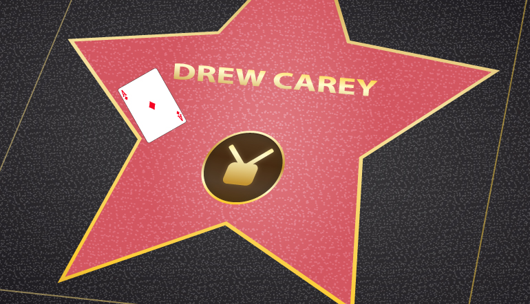 Drew Carey walk of fame star with a ace of diamonds card