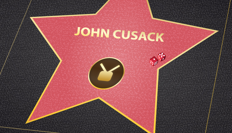 John Cusack walk of fame star with craps dice